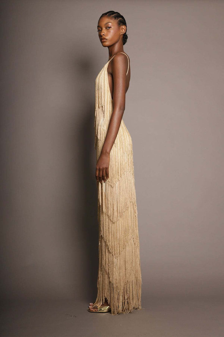 Maxi dress with sparkling fringe – Melissa