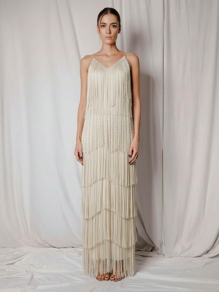 Maxi dress with sparkling fringe – Melissa