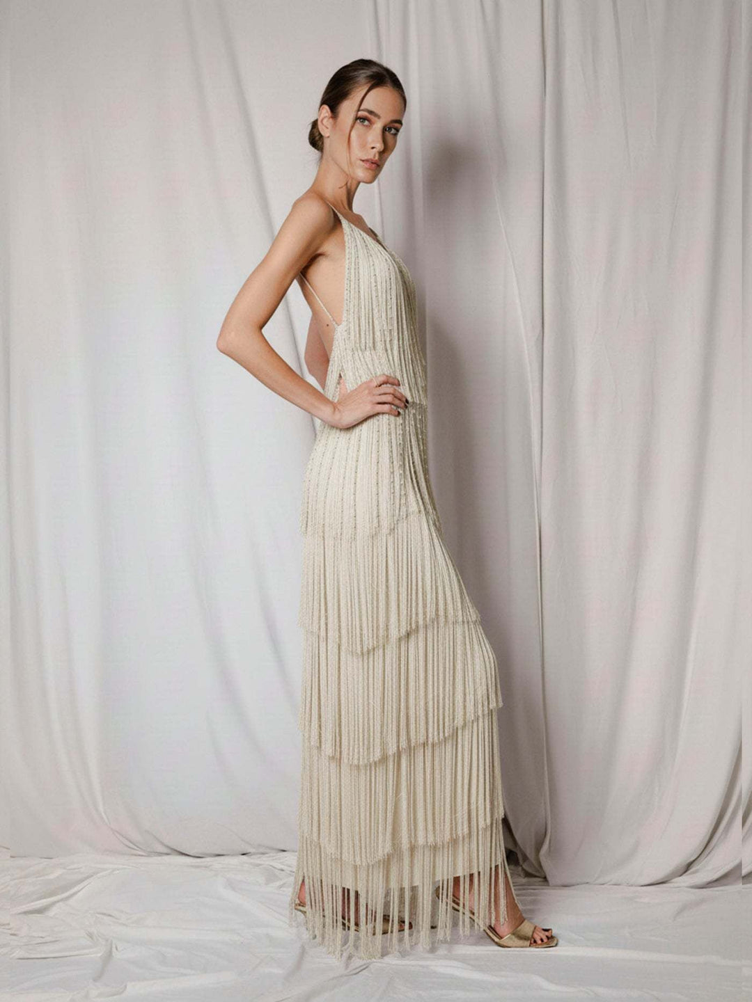 Maxi dress with sparkling fringe – Melissa