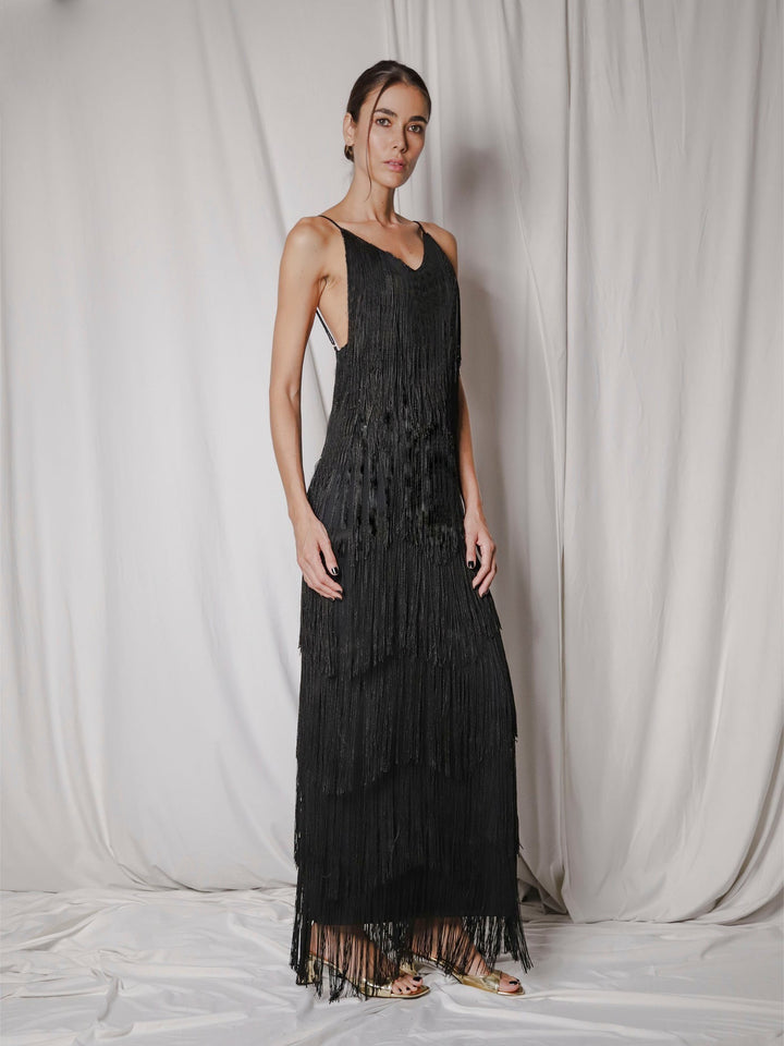 Maxi dress with sparkling fringe – Melissa