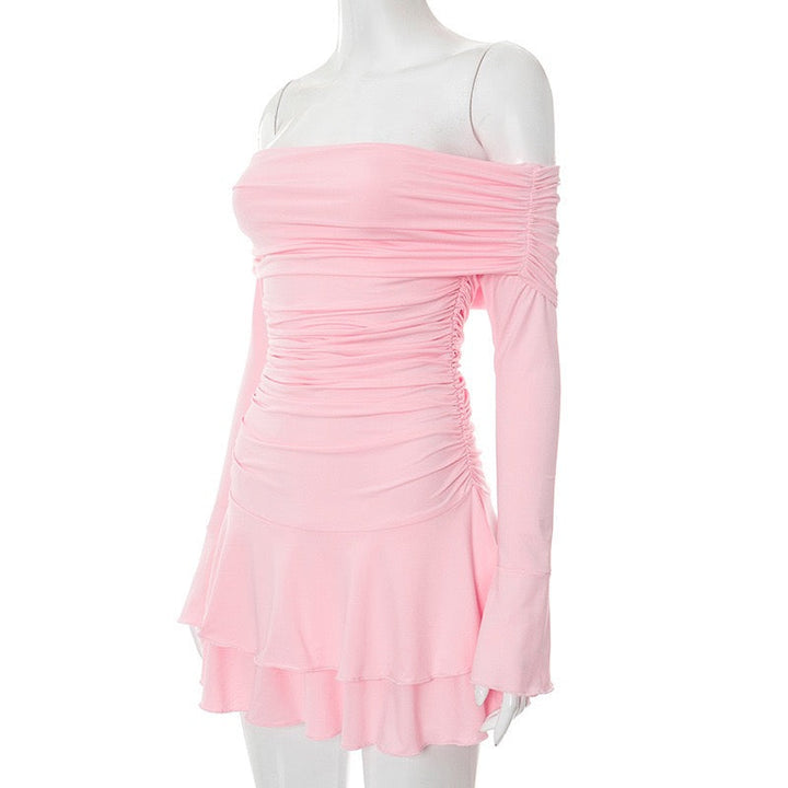 Off-the-shoulder ruffle mini dress with gathered design - Nini