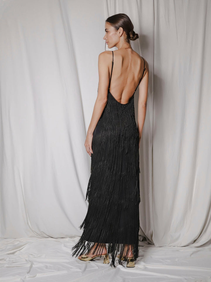 Maxi dress with sparkling fringe – Melissa