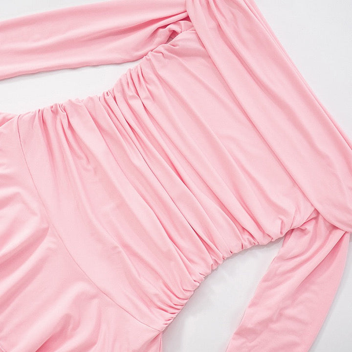 Off-the-shoulder ruffle mini dress with gathered design - Nini