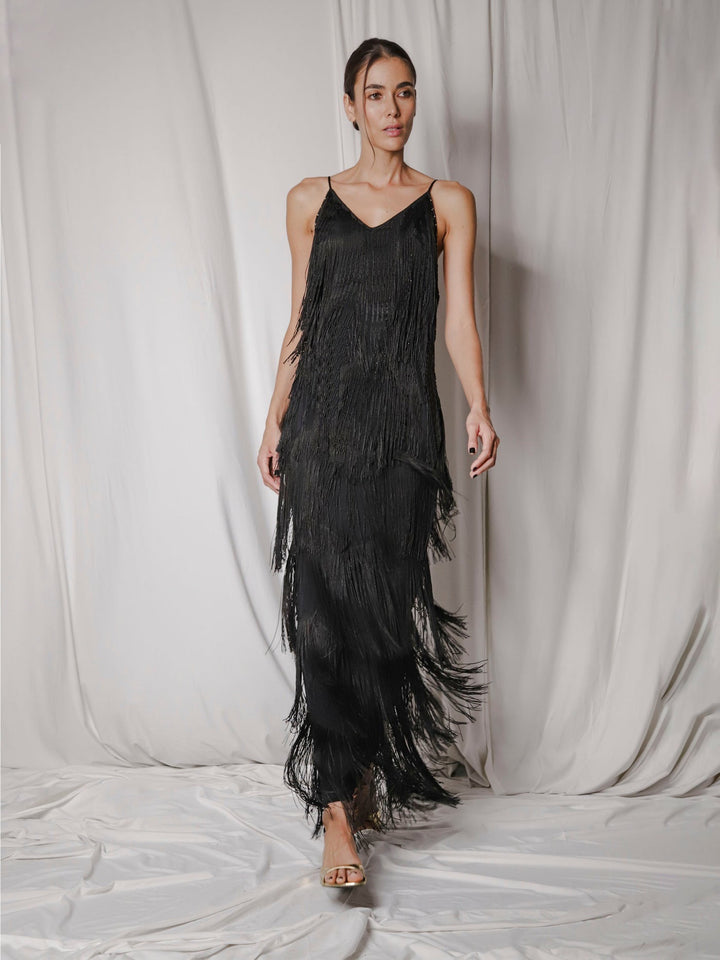 Maxi dress with sparkling fringe – Melissa