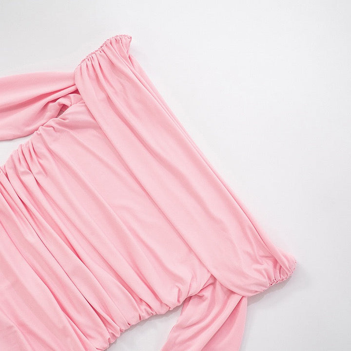 Off-the-shoulder ruffle mini dress with gathered design - Nini