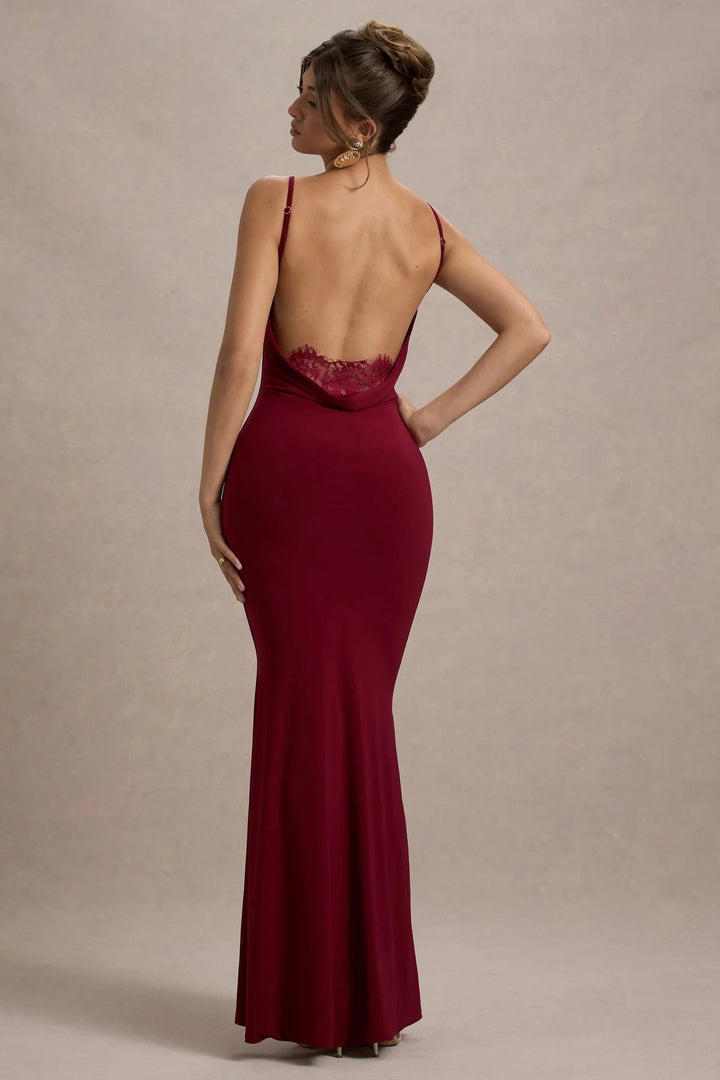 HERRERA lace-trimmed maxi dress with an open back