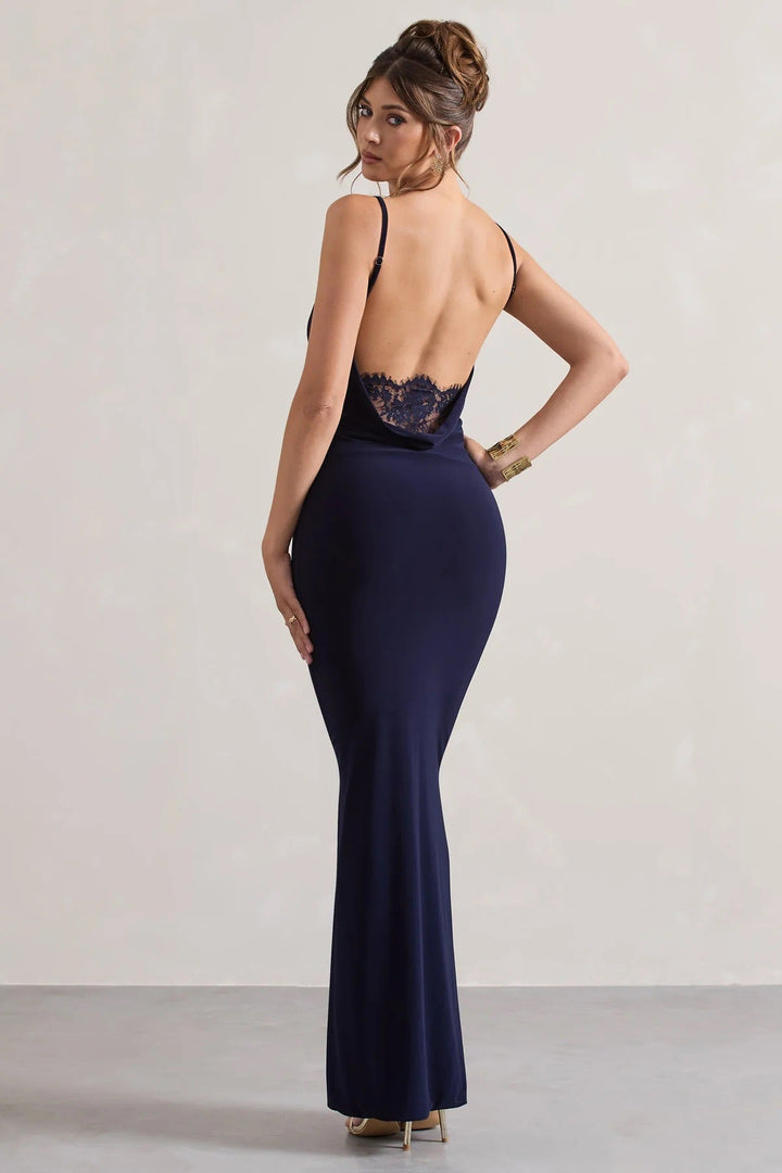 HERRERA lace-trimmed maxi dress with an open back