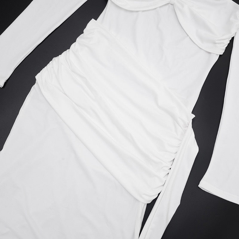 Maxi dress with bare shoulders and gathers - Wella