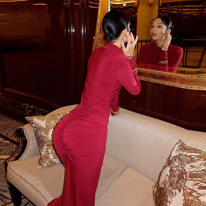 Mermaid-cut gathered maxi dress - Yaska