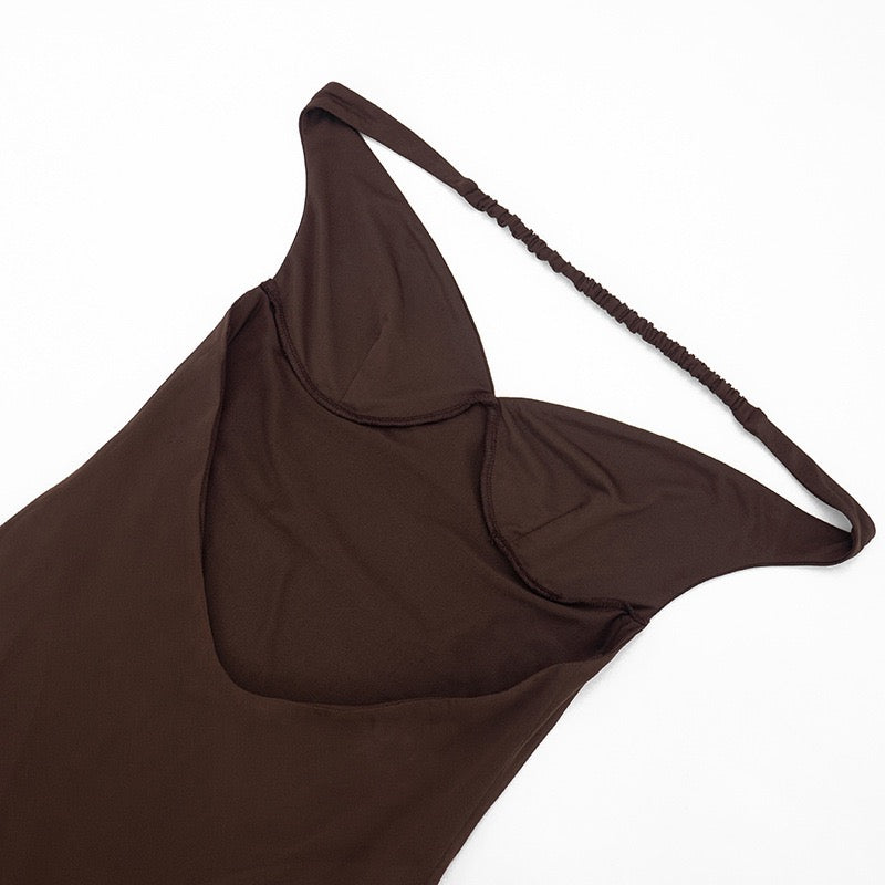 Maxi chiffon dress with off-shoulder bodysuit design - JULIEN