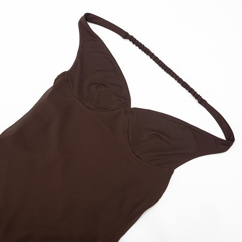 Maxi chiffon dress with off-shoulder bodysuit design - JULIEN