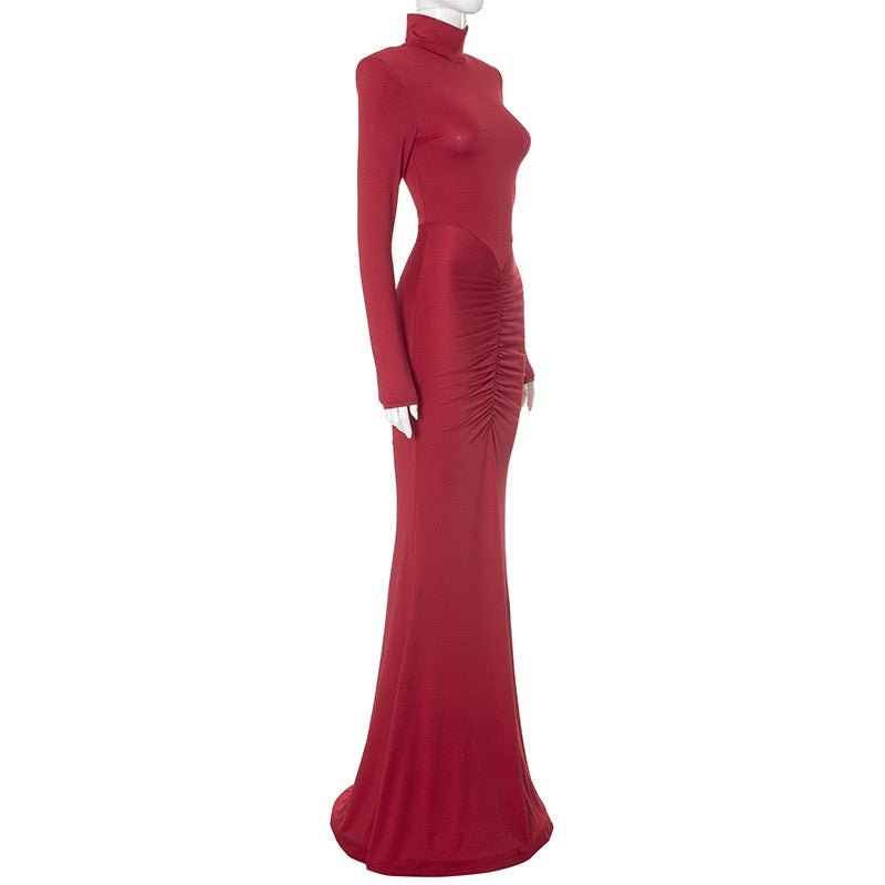 Mermaid-cut gathered maxi dress - Yaska