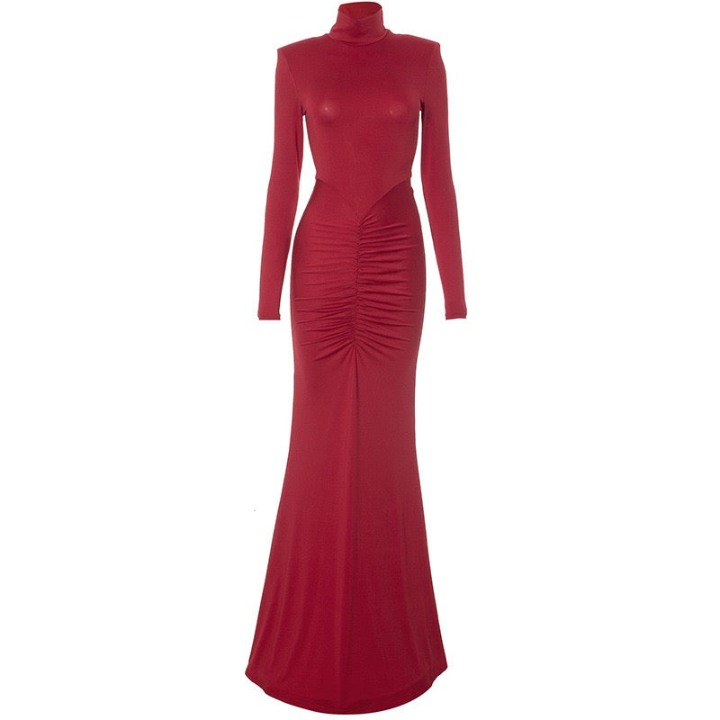 Mermaid-cut gathered maxi dress - Yaska