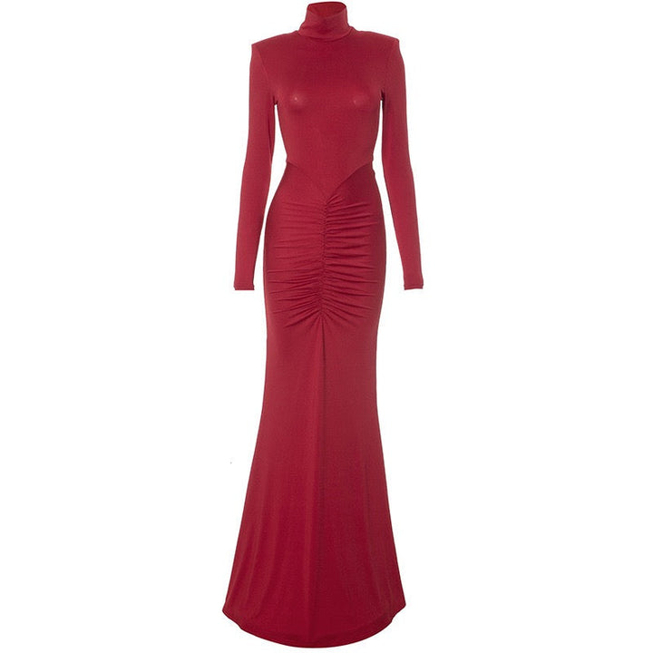 Mermaid-cut gathered maxi dress - Yaska