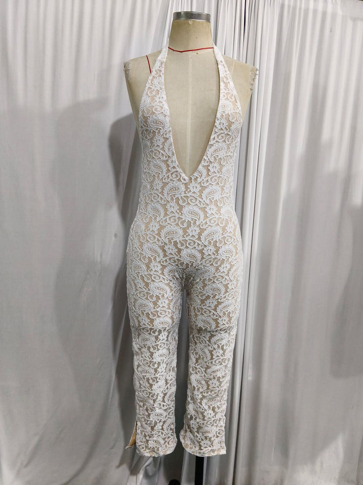 Lace capri jumpsuit - MESH
