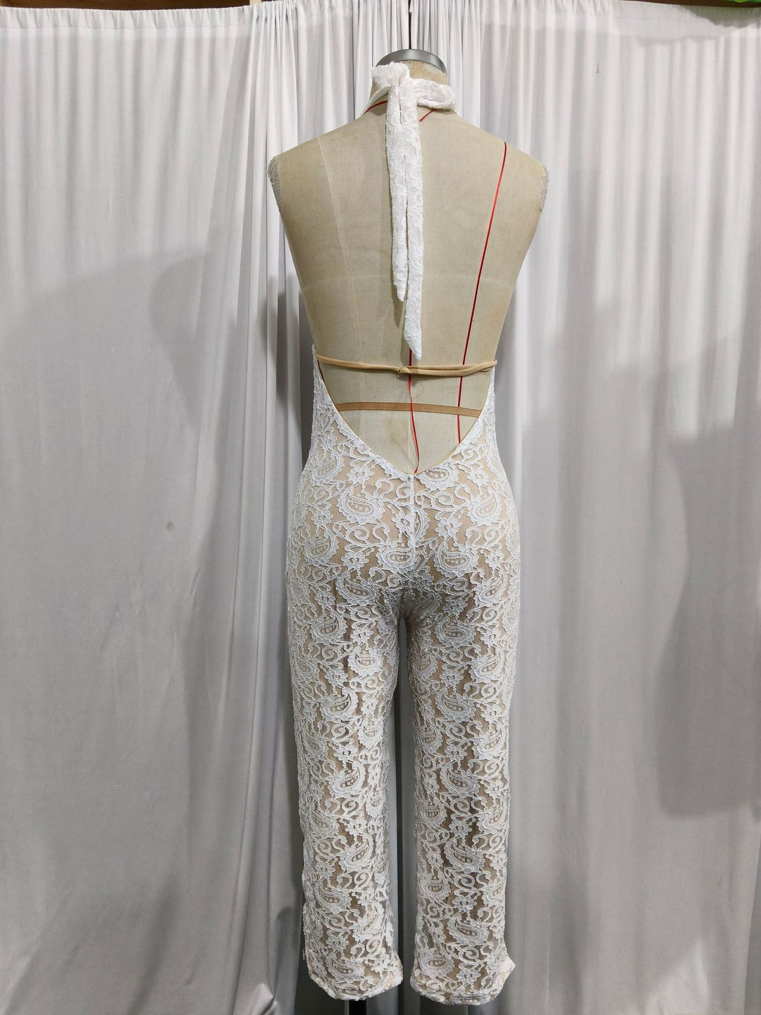 Lace capri jumpsuit - MESH