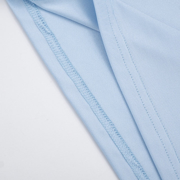 שמלת מיני בעיצוב קיפולים גב פתוח בעיטור שרשרת אבנים - SIA