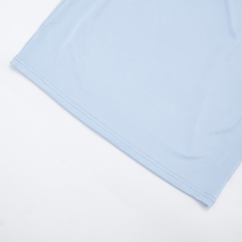 שמלת מיני בעיצוב קיפולים גב פתוח בעיטור שרשרת אבנים - SIA