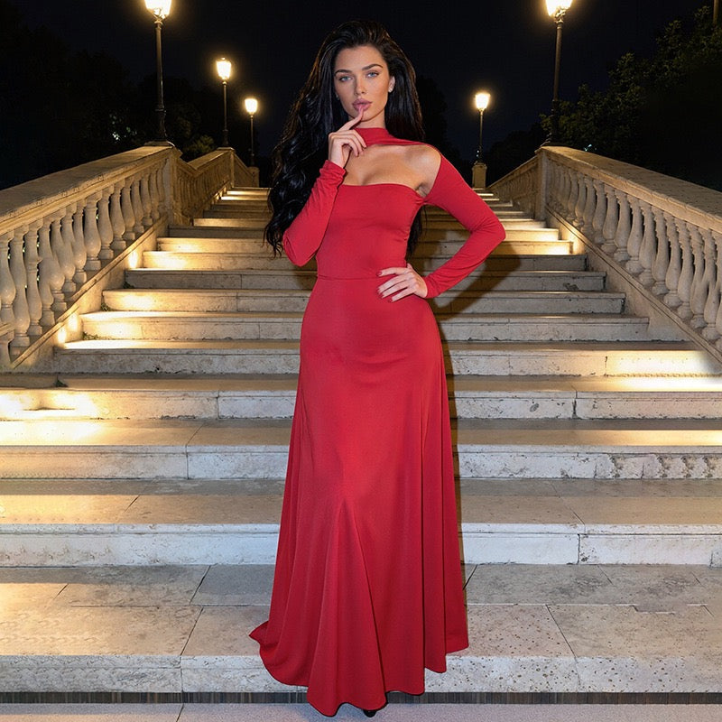 A-line maxi dress with collar and opening - Jerry's