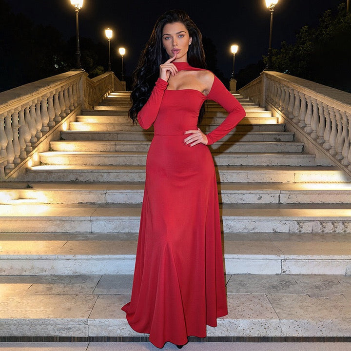 A-line maxi dress with collar and opening - Jerry's