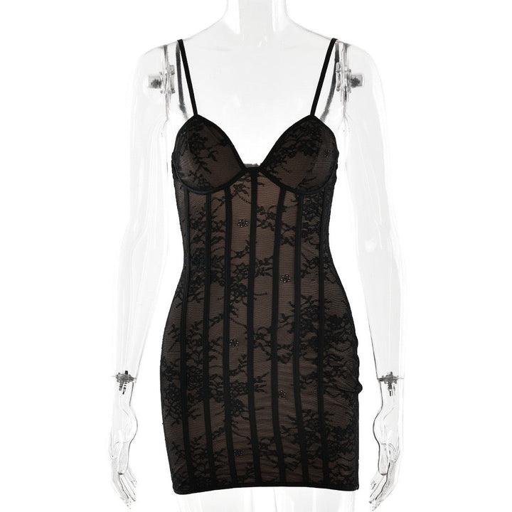 Lace mini dress with removable straps - EVA