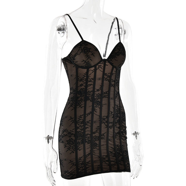 Lace mini dress with removable straps - EVA