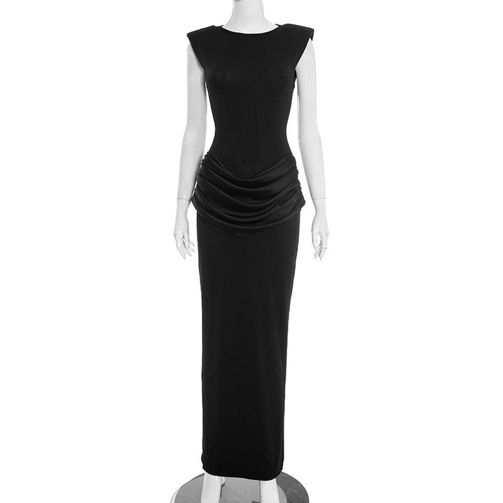Maxi dress with satin pleats - Yolan