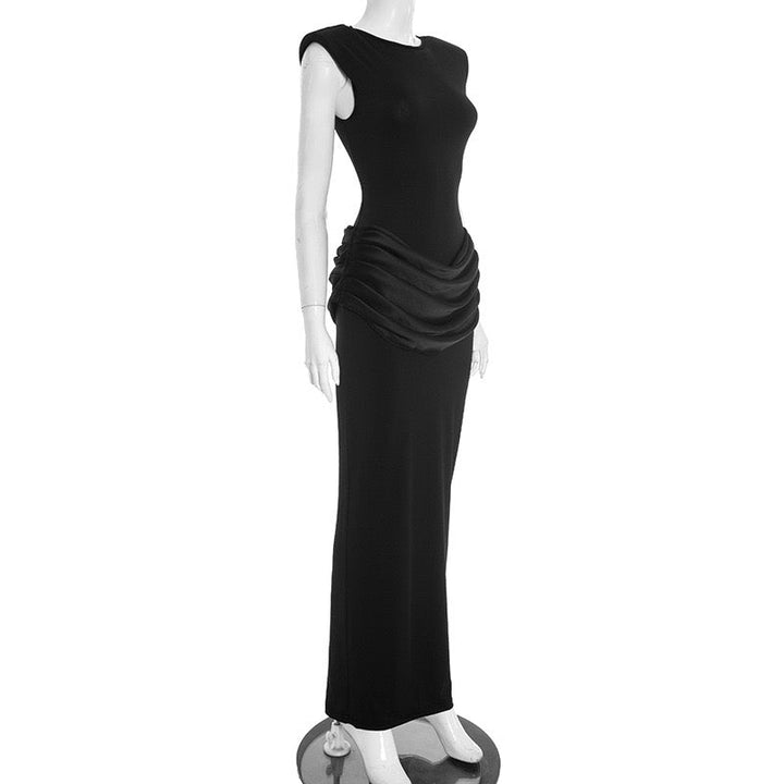 Maxi dress with satin pleats - Yolan