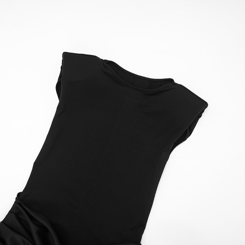 Maxi dress with satin pleats - Yolan