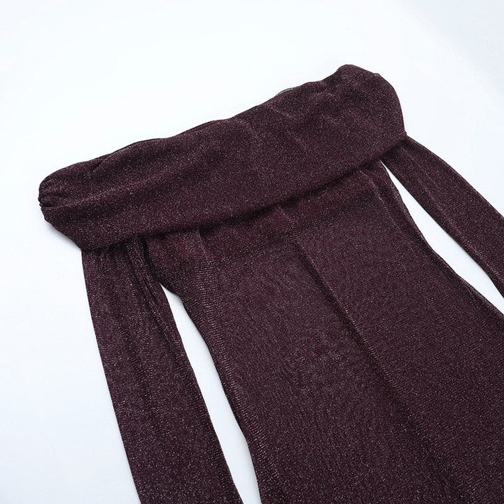 Transparent sequin maxi dress with an off-the-shoulder design combined with a top and mini skirt - Roxana