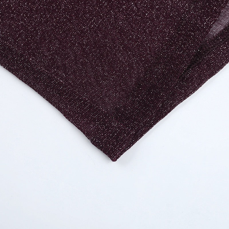 Transparent sequin maxi dress with an off-the-shoulder design combined with a top and mini skirt - Roxana