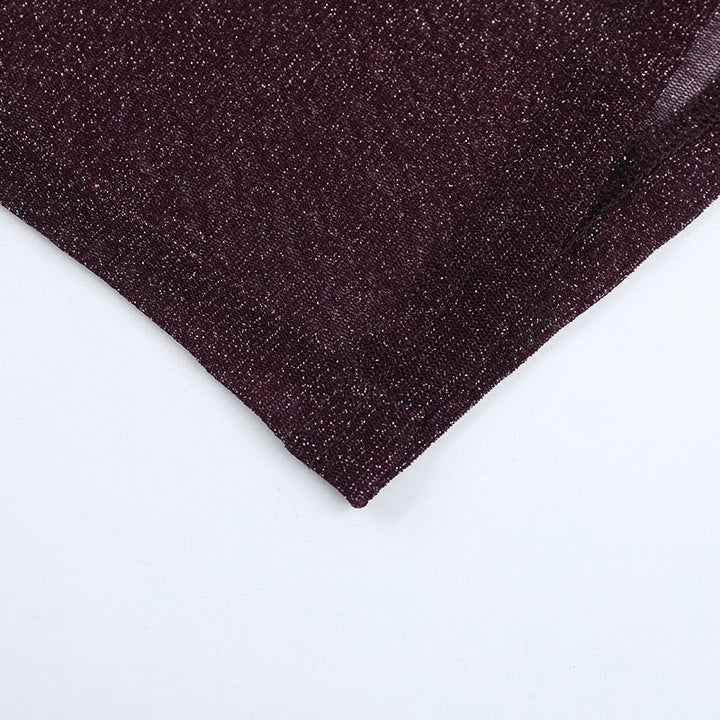 Transparent sequin maxi dress with an off-the-shoulder design combined with a top and mini skirt - Roxana