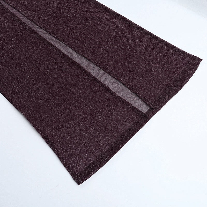 Transparent sequin maxi dress with an off-the-shoulder design combined with a top and mini skirt - Roxana