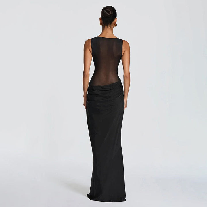 Maxi Dress with Mesh Design and Pleats - SARIN