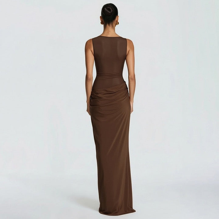 Maxi Dress with Mesh Design and Pleats - SARIN