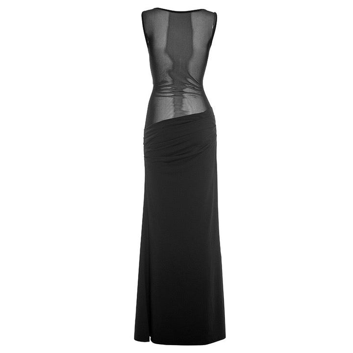 Maxi Dress with Mesh Design and Pleats - SARIN