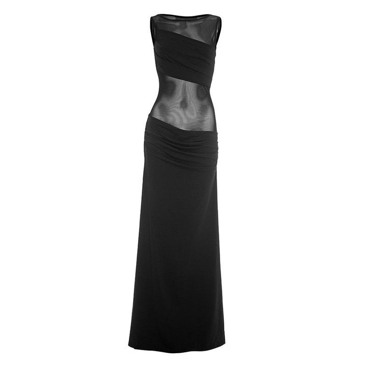 Maxi Dress with Mesh Design and Pleats - SARIN