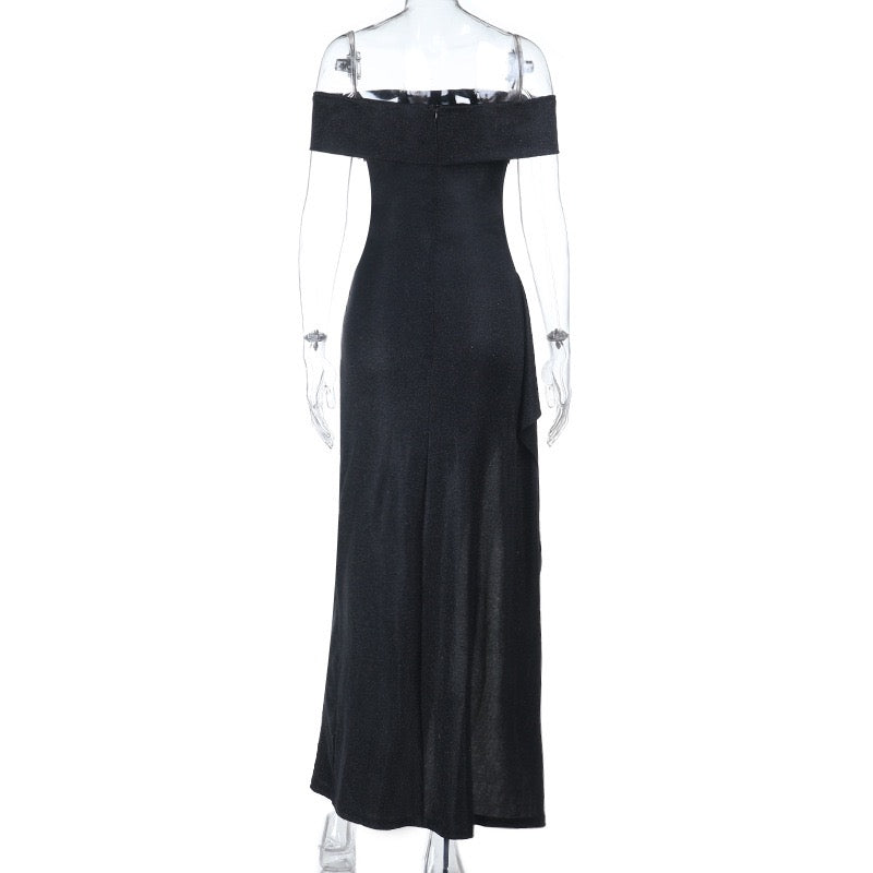 Off-the-shoulder sequined maxi dress with slit design - Breeze