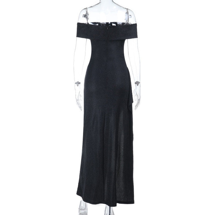 Off-the-shoulder sequined maxi dress with slit design - Breeze