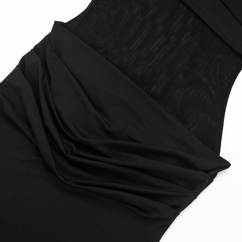Maxi Dress with Mesh Design and Pleats - SARIN