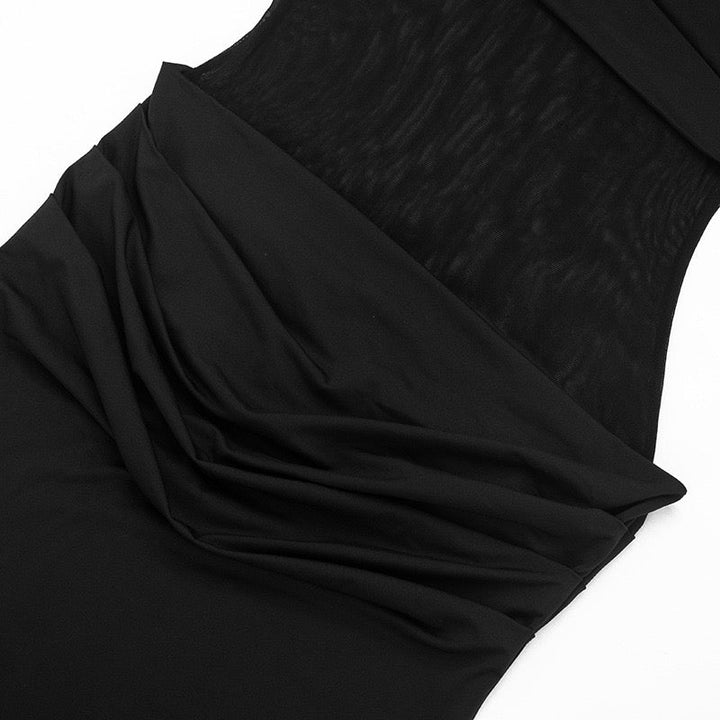 Maxi Dress with Mesh Design and Pleats - SARIN