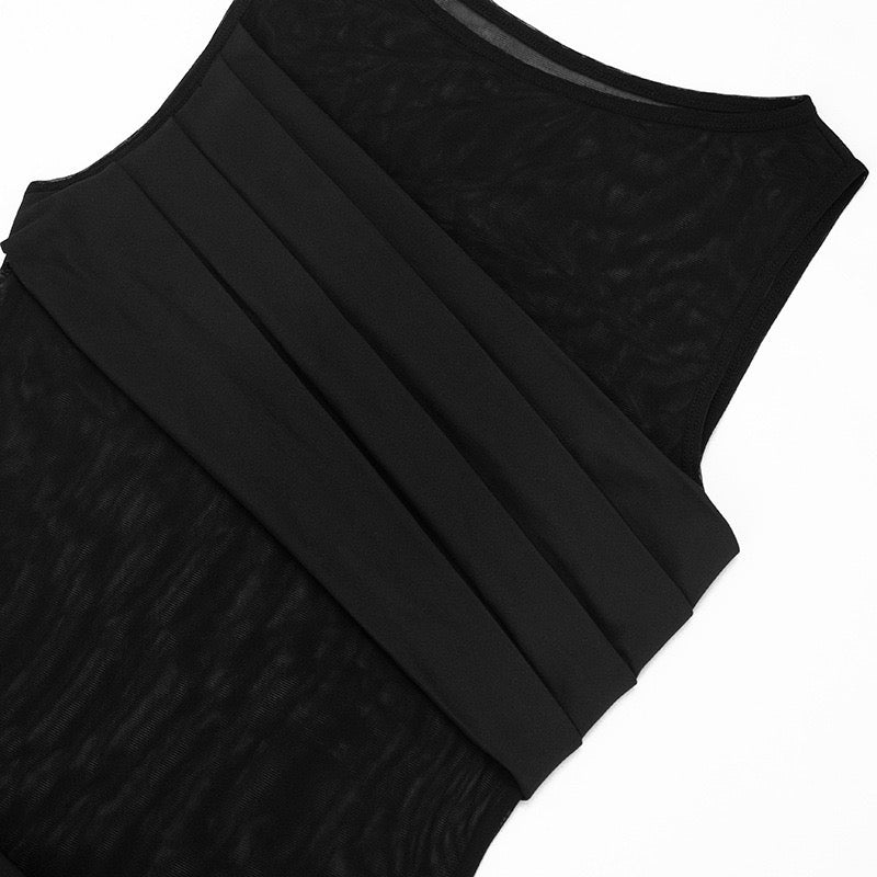 Maxi Dress with Mesh Design and Pleats - SARIN