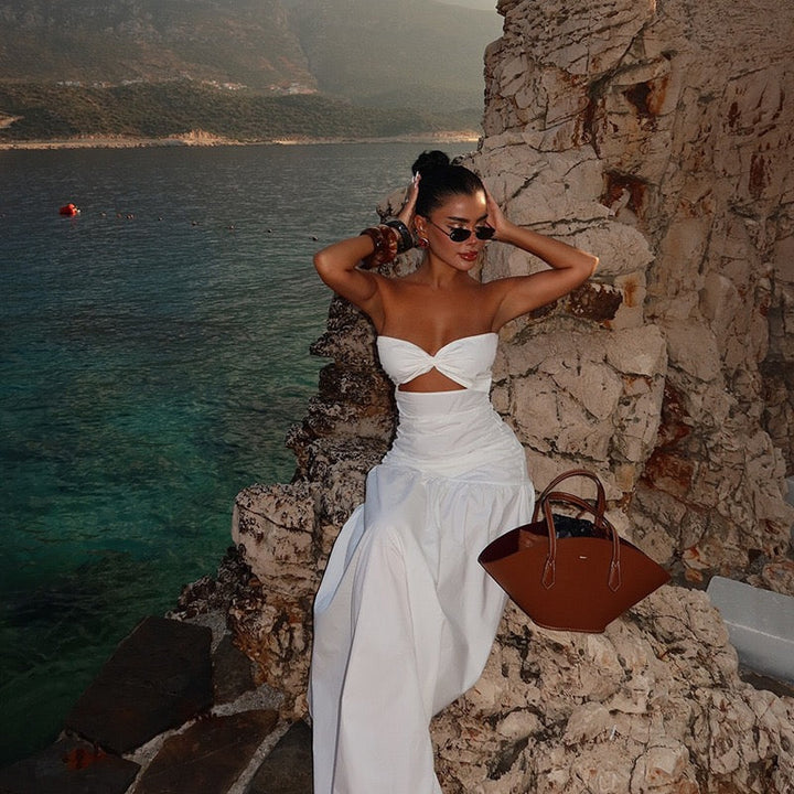 Strapless maxi dress with open design - Junha