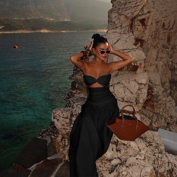 Strapless maxi dress with open design - Junha