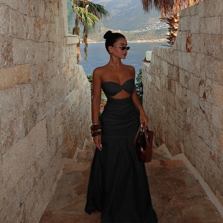 Strapless maxi dress with open design - Junha