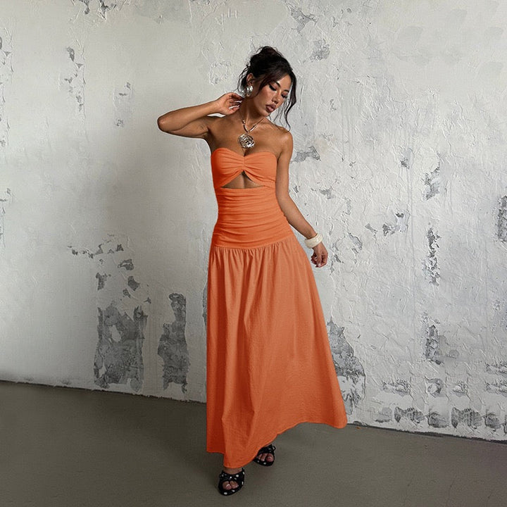 Strapless maxi dress with open design - Junha