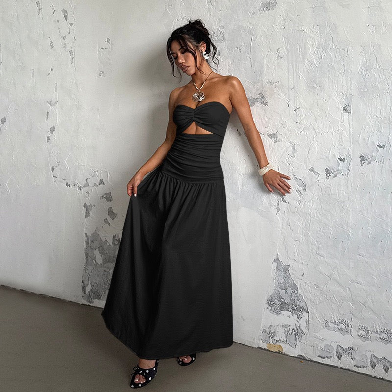 Strapless maxi dress with open design - Junha