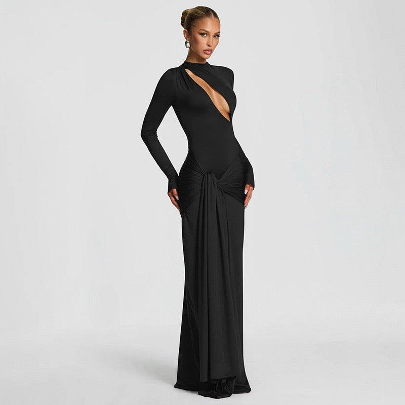 Maxi dress with opening and tie design - Sana