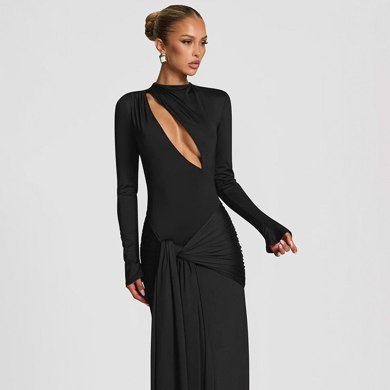 Maxi dress with opening and tie design - Sana