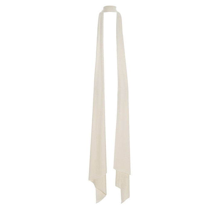 Elegant strapless maxi dress with pleated design and collar scarf - Katya